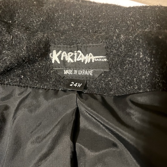 Vintage 80s Italian Wool Blend Pleated Hip Length Overcoat Blazer Plus 24W XXL - Picture 9 of 14